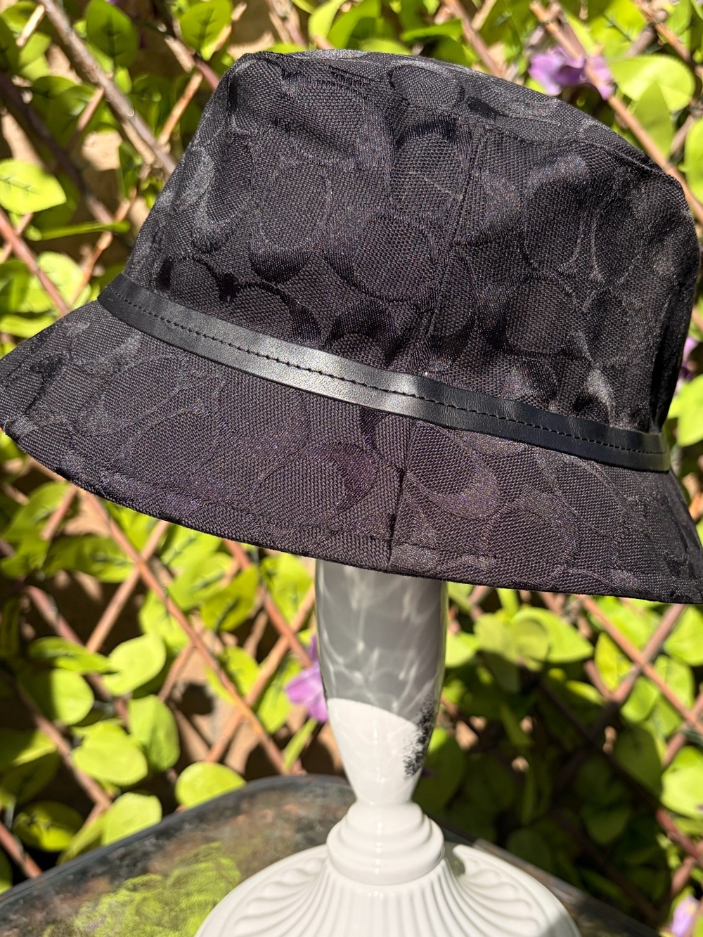 Coach Black Logo Jacquard Bucket Hat with Trim - Picture 6 of 6